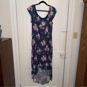 ✨j for justify blue & multicolor floral off the shoulder high low dress✨